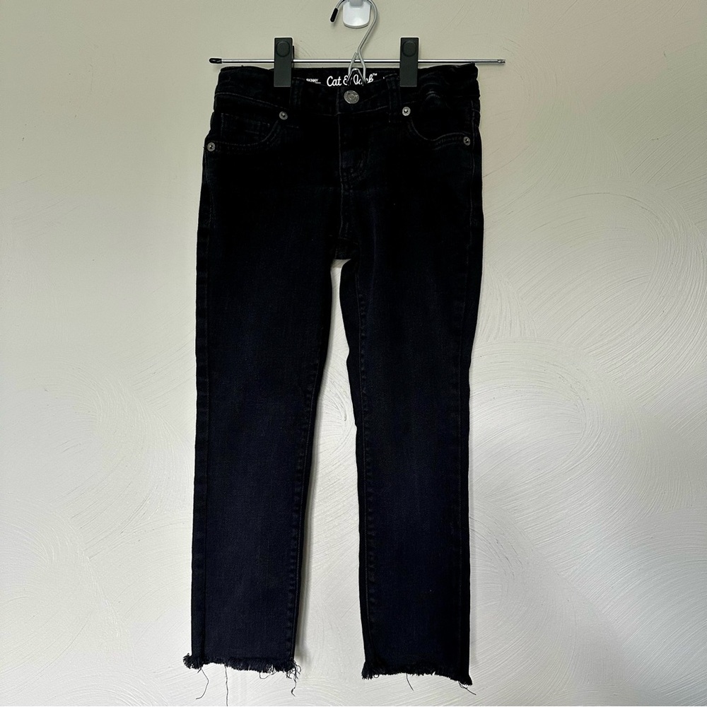 Cat & Jack Skinny Ultimate Stretch Raw Hem Crop Black Jeans